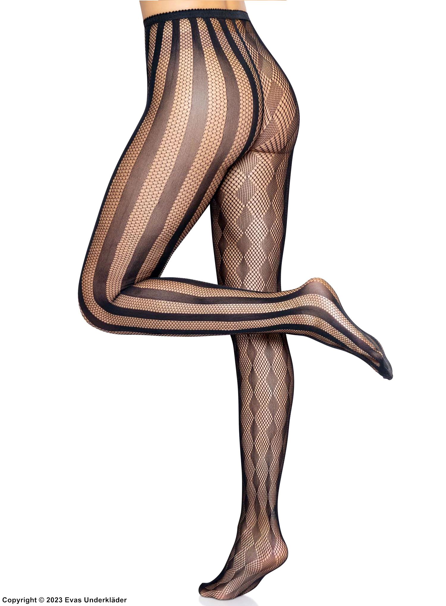 Pantyhose, harlequin with stripes and diamonds